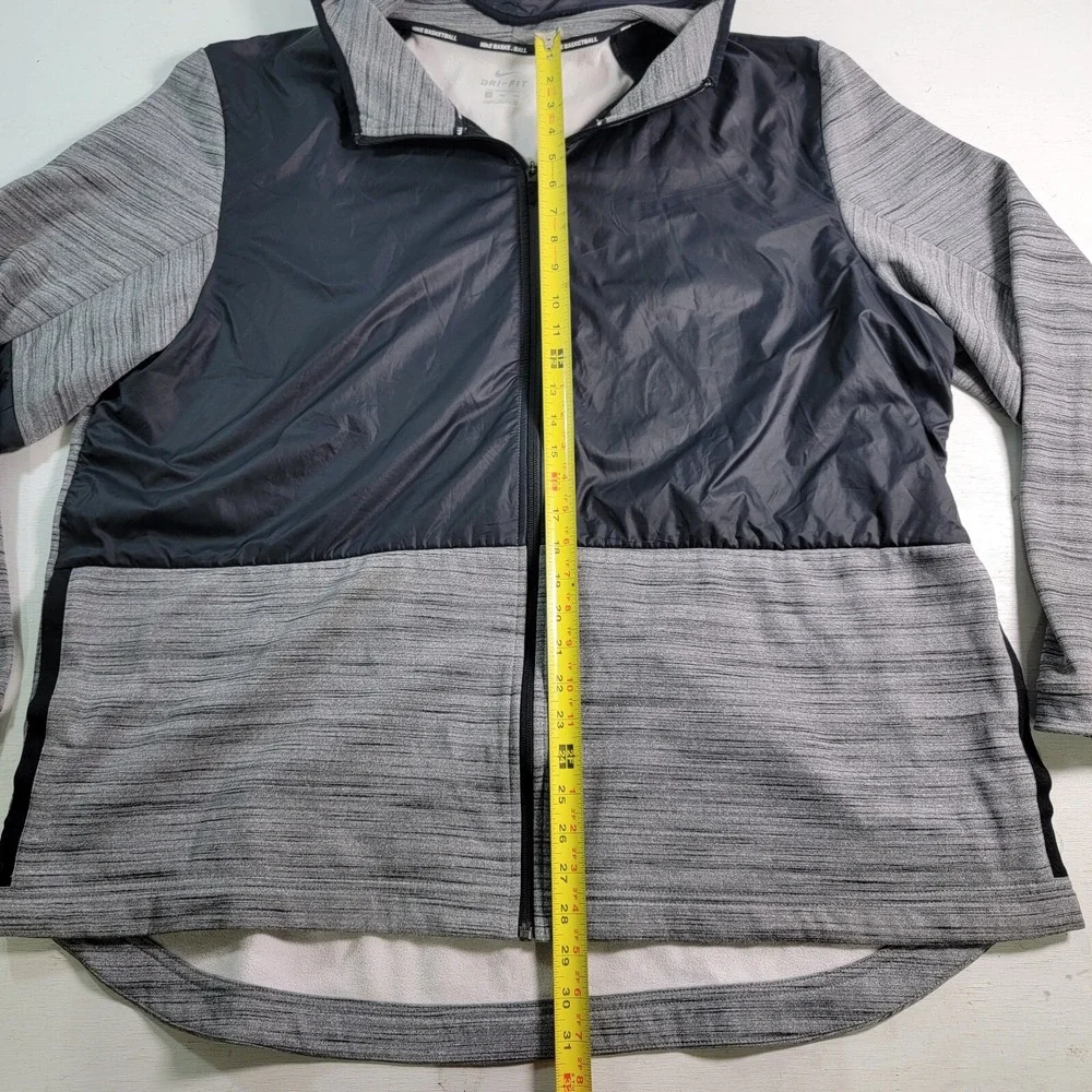 Nike Dri Fit Basketball Full Zip Hoodie Jacket Black Gray AQ4165-010 Men's 3XL‎